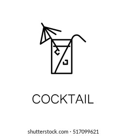 Cocktail flat icon. Single high quality outline symbol of drink for web design or mobile app. Thin line signs of coctail for design logo, visit card, etc. Outline pictogram of coctail
