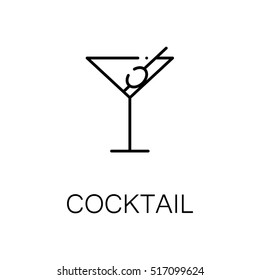 Cocktail flat icon. Single high quality outline symbol of drink for web design or mobile app. Thin line signs of coctail for design logo, visit card, etc. Outline pictogram of coctail
