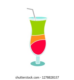 cocktail flat icon-juice tropical vector-glass illustration-drink symbol- juicy sign-beverage vector