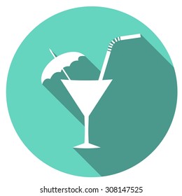 cocktail Flat Simple Icon with long shadow