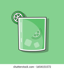 Cocktail in flat style. Alcohol drink and cocktail icon in flat design style. Glass for cocktails. Glass for a bar, restaurant. Alcohol party. Vector.