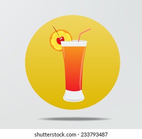 Cocktail flat style icon, vector eps10 illustration.