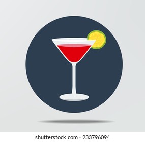 Cocktail flat style icon, vector eps10 illustration.