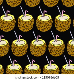 Cocktail in the form of pineapple vector illustration.