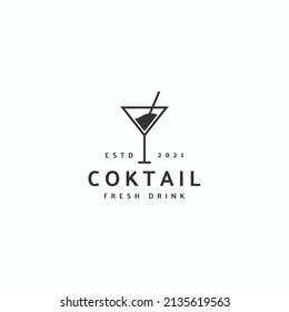 Cocktail fresh drink logo icon sign symbol design. vector illustration template isolated