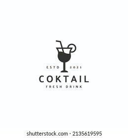 Cocktail fresh drink logo icon sign symbol design. vector illustration template isolated