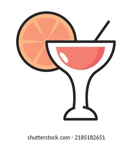 cocktail with fruit cartoon icon