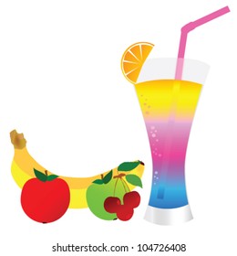 cocktail with fruit illustration art vector on white