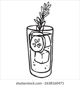 Cocktail Gin and Tonic. Vector illustration in doodle style.	
