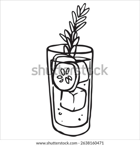 Cocktail Gin and Tonic. Vector illustration in doodle style.	
