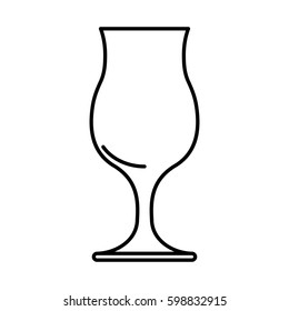 Cocktail glass black contour on white background of vector illustration.