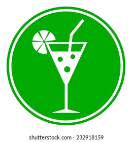 Cocktail glass button on white background. Vector illustration.