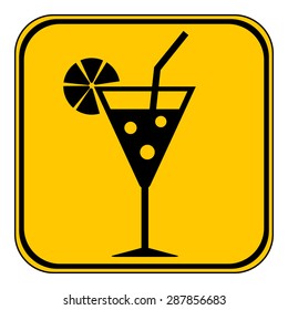 Cocktail glass button on white background. Vector illustration.