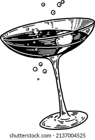 Cocktail glass Celebration drink Bar party Hand drawn line art Illustration