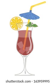 cocktail glass decorated with a lemon isolated on a white background 