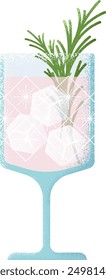 Cocktail glass in decorative textured style. Ice drink