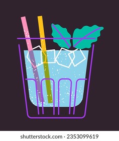 Cocktail glass drink vector illustration