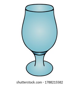 Cocktail glass. Empty. Colored vector illustration. A glass for an alcoholic drink. Crystal container for a refreshing cocktail and light aperitif. Isolated white background. Cartoon style. 