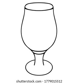 Vidrio de cóctel. Vacío. Ilustración vectorial. Esbozo. Un vaso para una bebida alcohólica. Un recipiente de cristal para tomar un cóctel refrescante y un aperitivo ligero. Esquema sobre un fondo blanco aislado. Doodle.