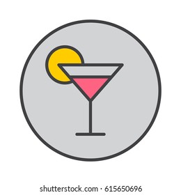 Cocktail glass filled outline icon, round colorful vector sign, circular pictogram. Symbol, logo illustration