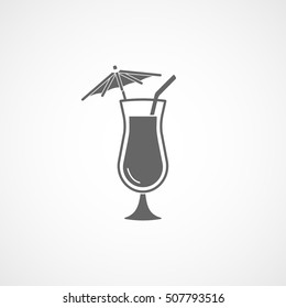 Cocktail Glass Flat Icon On White Background