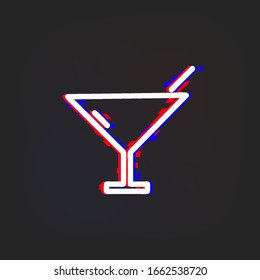 Cocktail glass glytch icon. Simple thin line, outline vector of web icons for ui and ux, website or mobile application