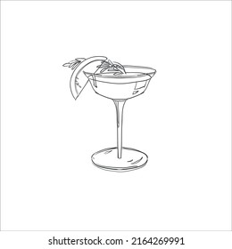cocktail in glass with ice and lemon