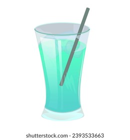 Cocktail glass with ice. Summer cocktail drink. Isolated illustration.