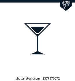 Cocktail Glass icon collection in glyph style, solid color vector