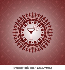 cocktail glass icon inside badge with red background