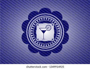 cocktail glass icon inside jean background