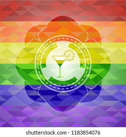 cocktail glass icon inside lgbt colors emblem 
