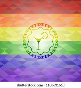 cocktail glass icon inside lgbt colors emblem 