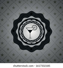cocktail glass icon inside realistic black emblem