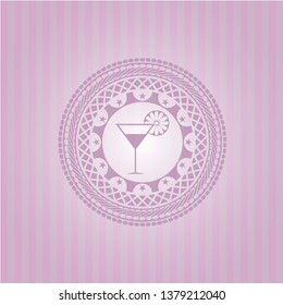 cocktail glass icon inside retro style pink emblem