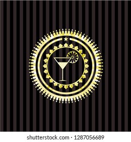 cocktail glass icon inside shiny badge