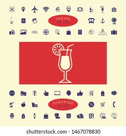Cocktail glass icon with lemon slace