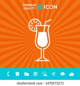 Cocktail glass icon with lemon slace