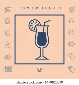Cocktail glass icon with lemon slace