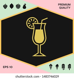 Cocktail glass icon with lemon slace