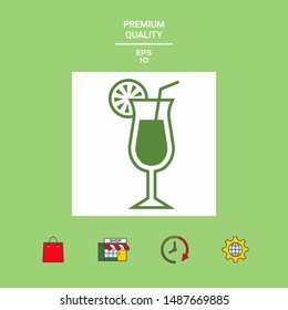 Cocktail glass icon with lemon slace