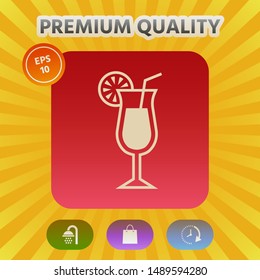 Cocktail glass icon with lemon slace