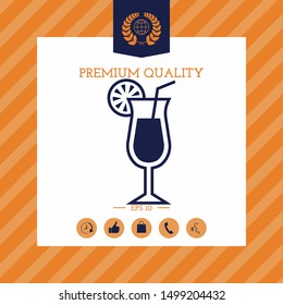 Cocktail glass icon with lemon slace