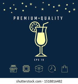 Cocktail glass icon with lemon slace