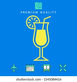 Cocktail glass icon with lemon slace