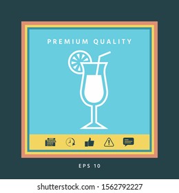 Cocktail glass icon with lemon slace