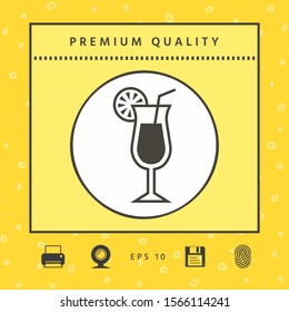 Cocktail glass icon with lemon slace