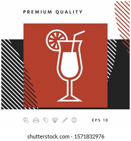 Cocktail glass icon with lemon slace