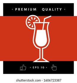 Cocktail glass icon with lemon slace