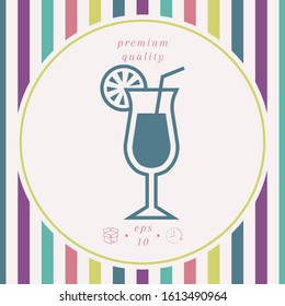 Cocktail glass icon with lemon slace